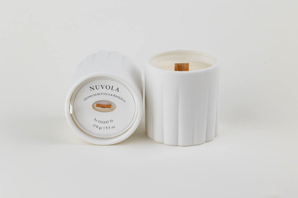 Light iS - Handmade Candle - NUVOLA – Basilico e Legno di Betulla – 270 GR