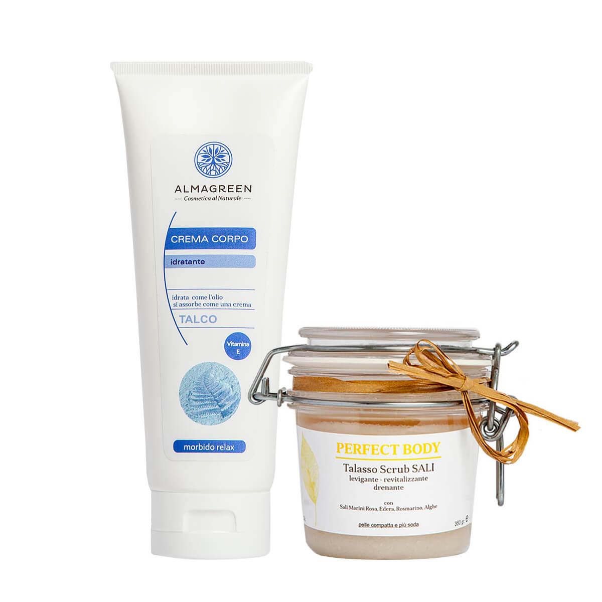 Almagreen - KIT CORPO THALASSO SCRUB SALI MARINI E CREMA IDRATANTE AL TALCO
